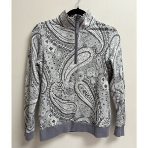 Vera Bradley Gray Paisley Print Quarter Zip Pullover Small Comfy